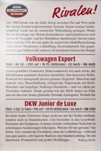 Volkswagen Kfer Export - DKW Junior de Luxe - Rivalen