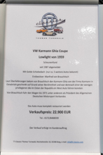 VW Karmann Ghia Lowlight Coupe mit Schiebedach (1959) - Scheunenfund